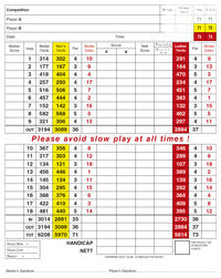 Oakridge Golf Club golf score grid by K&M Golf