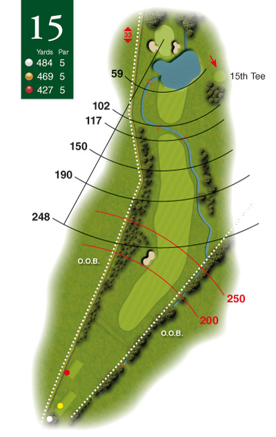 Photoshop style golf course hole diagram by K&M Golf