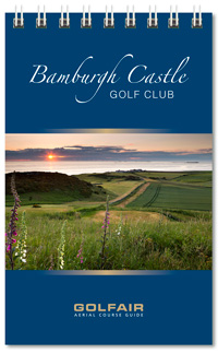 Bamburgh Castle Golf Club spiral bound yardage book printed on premium card stock by K&M Golf