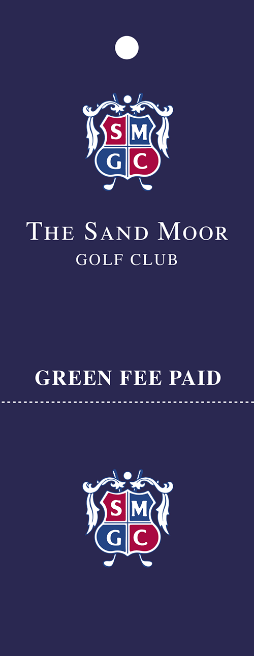 K&M Golf Style4 Green Fee Tag for The Sand Moor Golf Club - Front